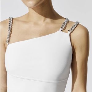 Carbon38 CHAIN STRAP ASYMMETRIC CAMI White Large